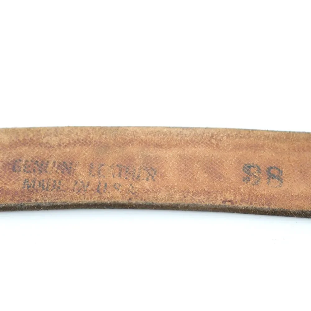 Genuine Tooled Leather Belt Size 38 Made in USA Brown 100% Leather